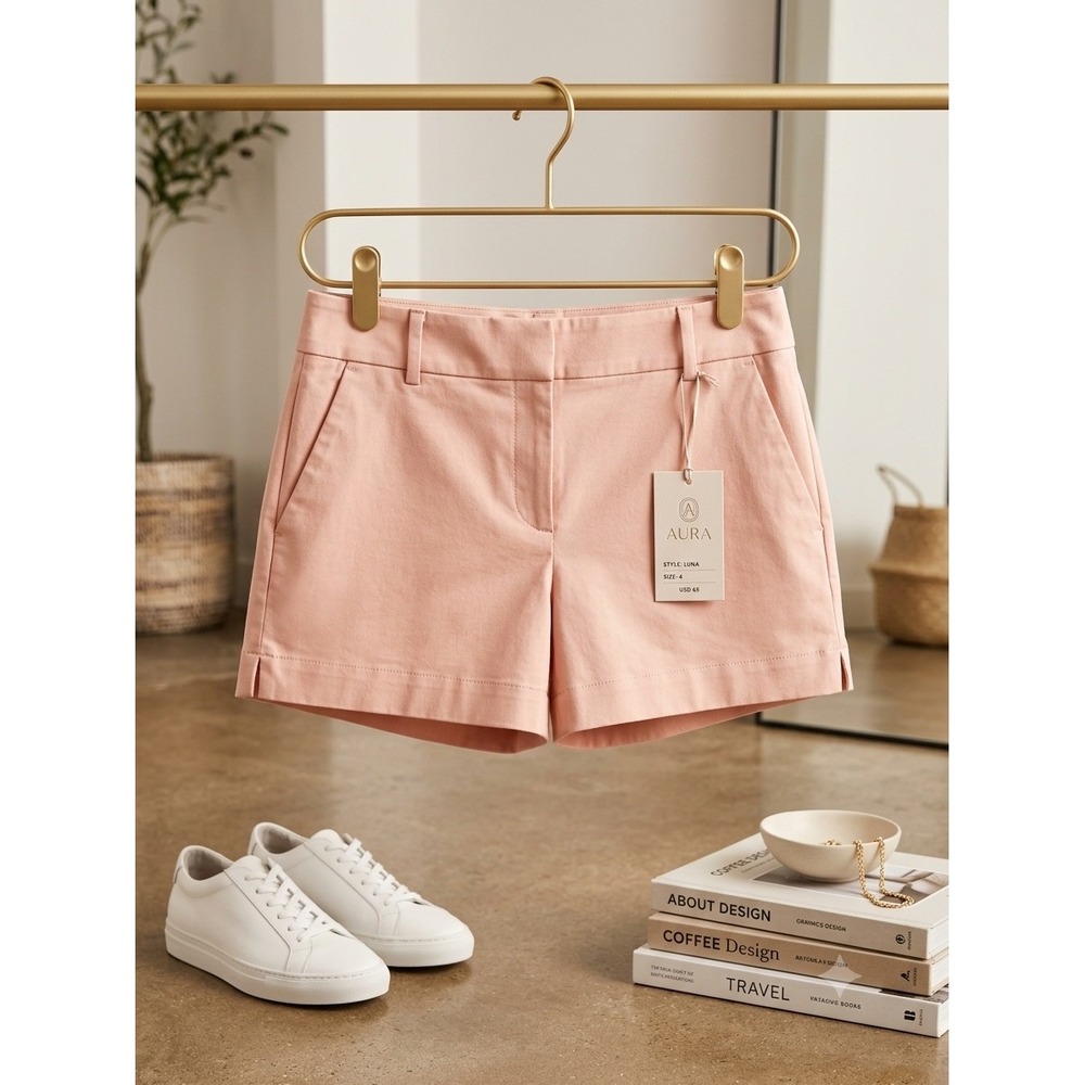 Loft Riviera Shorts Pink Chino Mid Rise 4 Inch Inseam Size 4 NWT